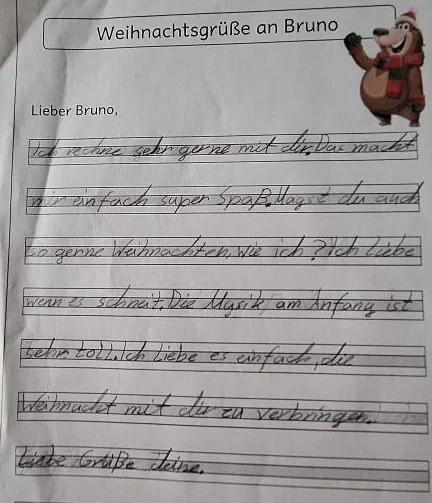 Weihnachtsgrüße eines Kindes an Bruno