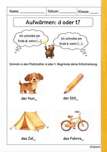 Aufwärmen: d oder t?