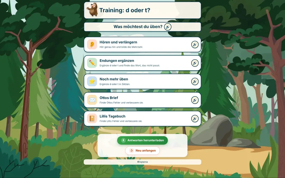 Digitales Training d oder t im Erklärwald